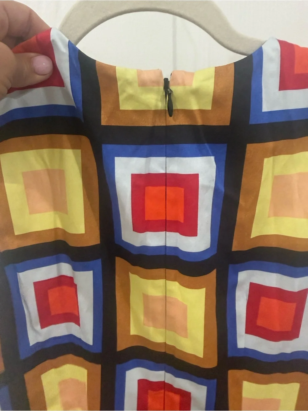 Kate Spade - Geometric Square Print Sleeveless Midi Dress - Yellow, Red, Blue